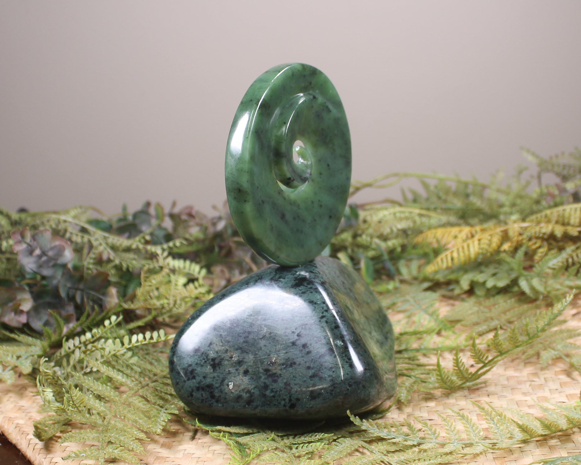 Koru sculpture carved from Hapopo Pounamu - NZ Greenstone