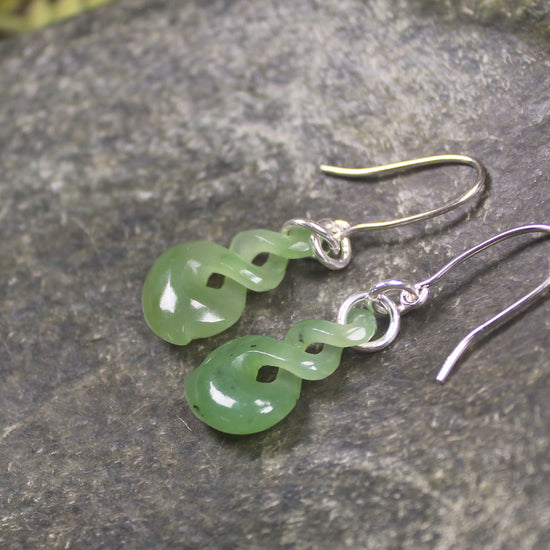 Hapopo Pounamu Twist earrings - NZ Greenstone
