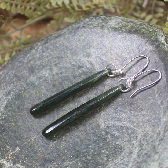 Roimata or Teardrop earrings carved from Kawakawa Pounamu - NZ Greenstone
