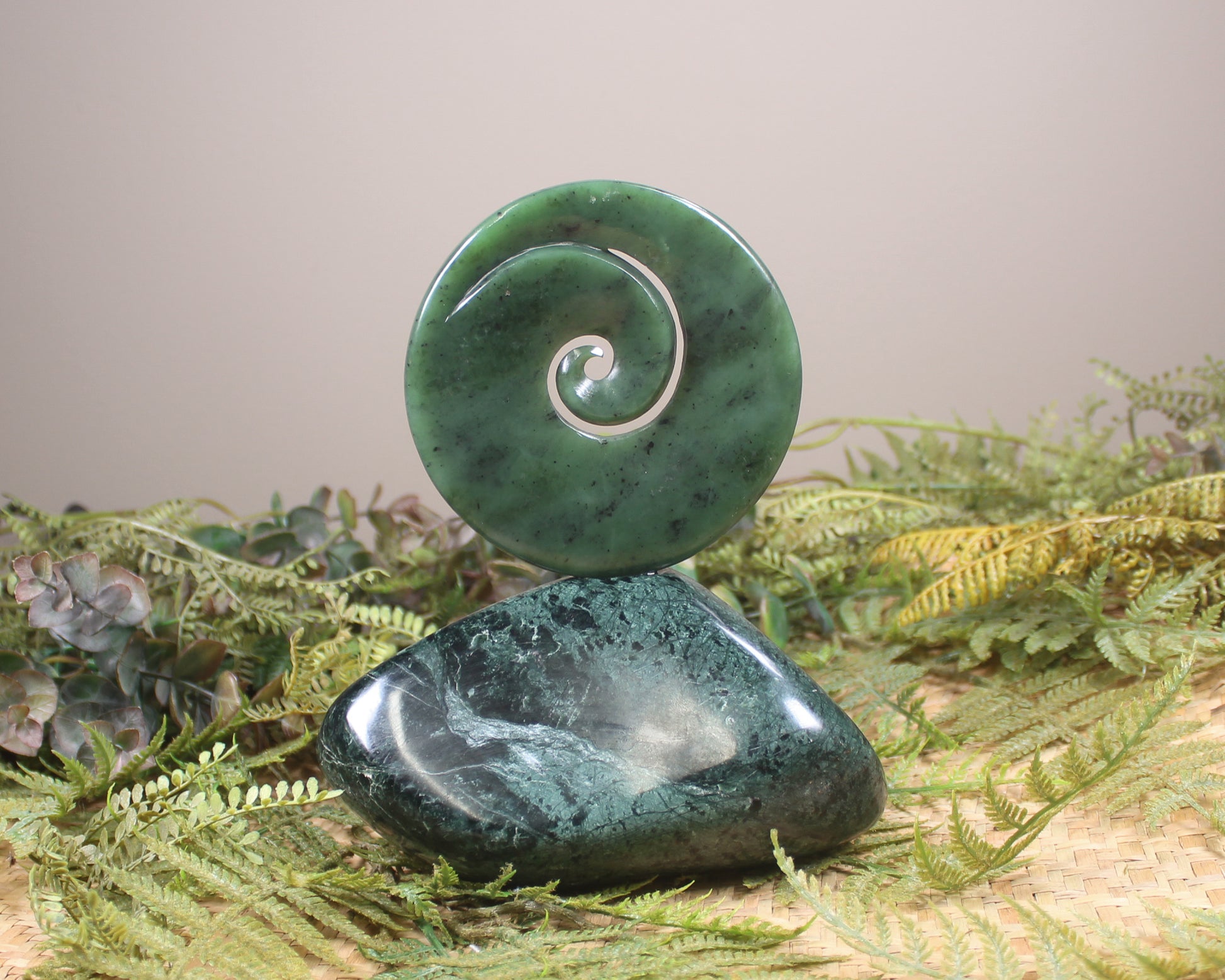 Koru sculpture carved from Hapopo Pounamu - NZ Greenstone