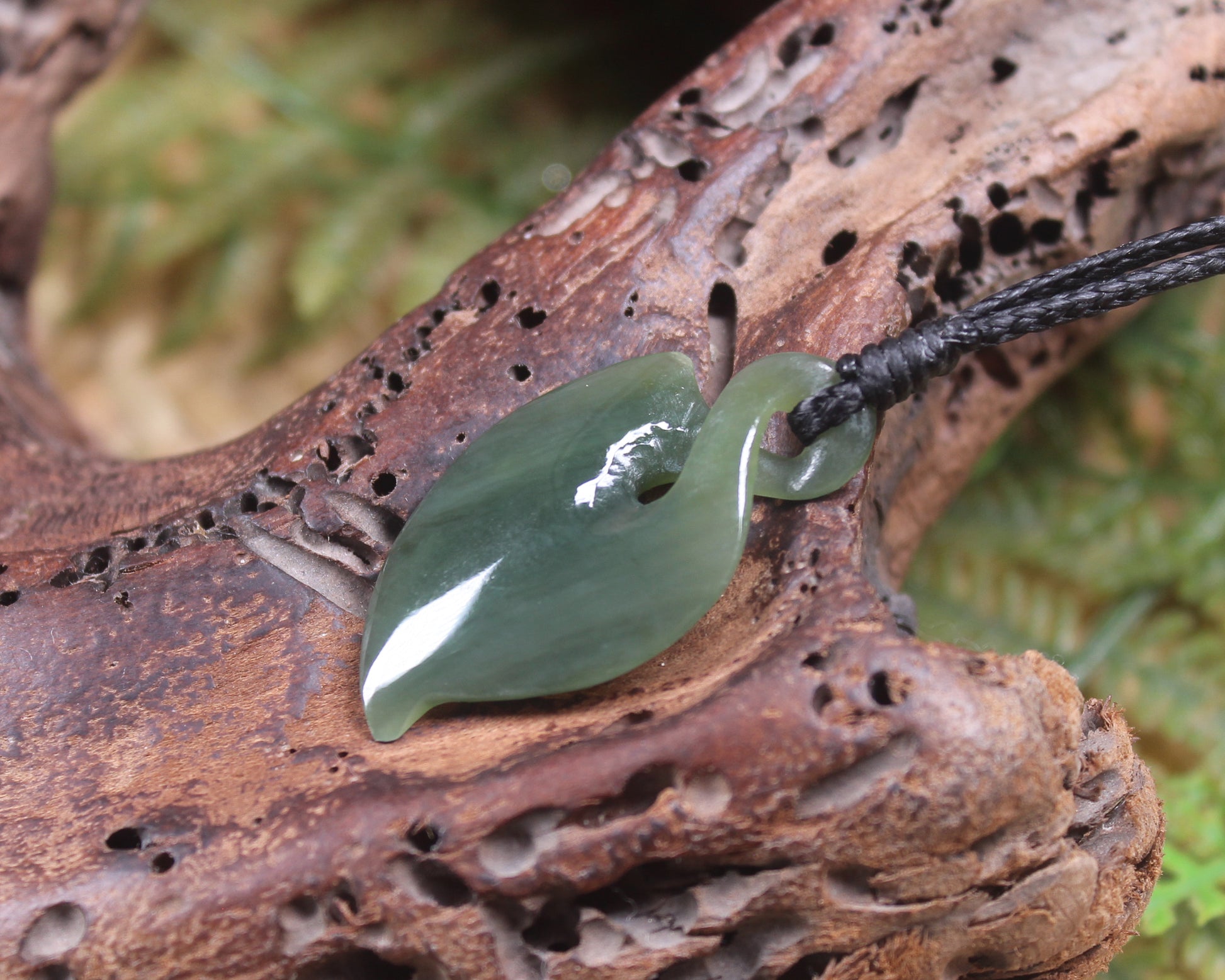 Twist carved from Inanga Pounamu - NZ Greenstone
