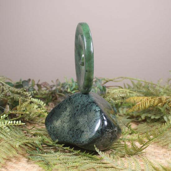 Koru sculpture carved from Hapopo Pounamu - NZ Greenstone