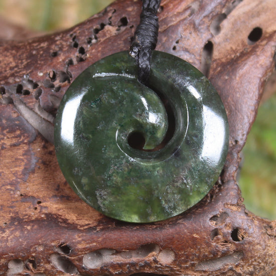 Koru carved from Rimu Pounamu - NZ Greenstone