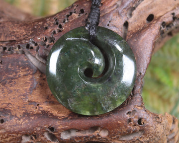 Koru carved from Rimu Pounamu - NZ Greenstone