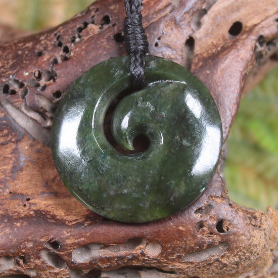 Koru carved from Rimu Pounamu - NZ Greenstone