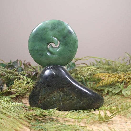 Koru sculpture carved from Hapopo Pounamu - NZ Greenstone