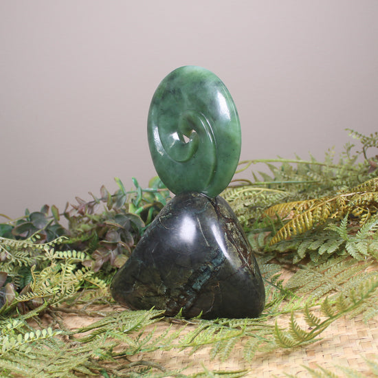 Koru sculpture carved from Hapopo Pounamu - NZ Greenstone