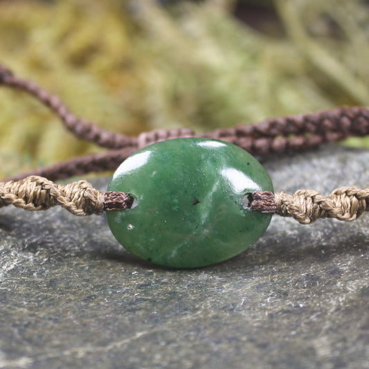 Adjustable cord bracelet with Kawakawa Pounamu