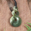 Twist or Pikorua carved from Hapopo Pounamu - NZ Greenstone