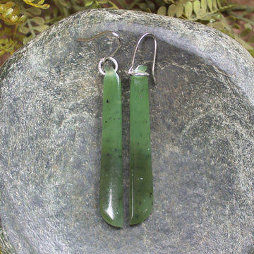 NZ Greenstone Roimata Earrings Hapopo Pounamu