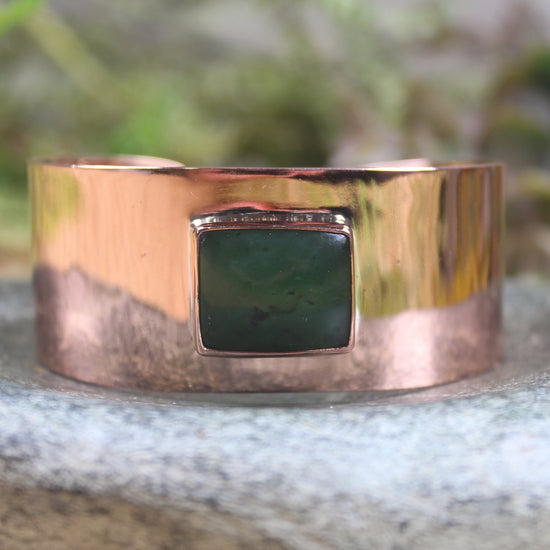 Copper and Pounamu cuff bangle