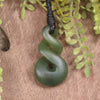 Twist or Pikorua carved from Hapopo Pounamu - NZ Greenstone