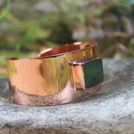 Copper and Pounamu cuff bangle