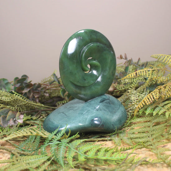 Koru sculpture carved from Hapopo Pounamu - NZ Greenstone