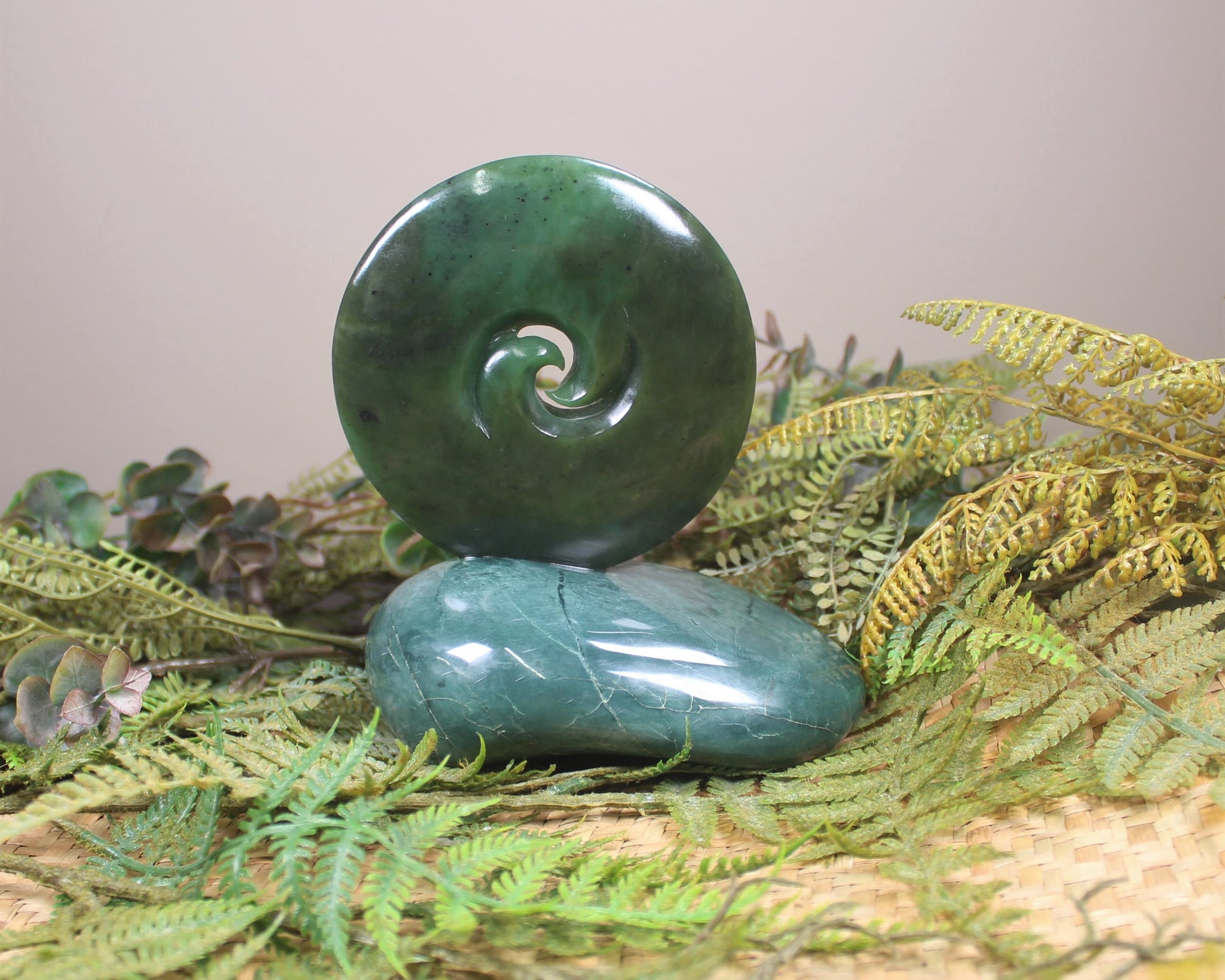 Koru sculpture carved from Hapopo Pounamu - NZ Greenstone