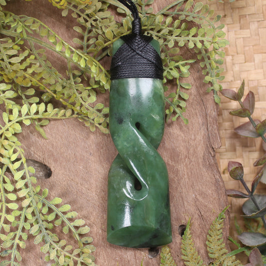 NZ Greenstone Toki Twist Pendant Hapopo Pounamu