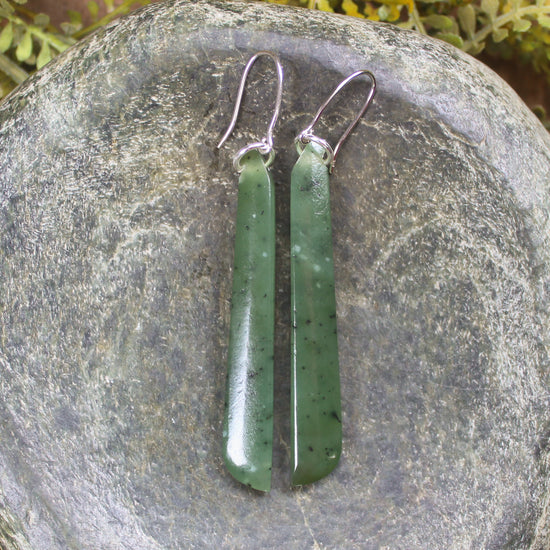NZ Greenstone Roimata Earrings Hapopo Pounamu
