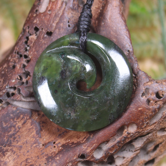 Koru carved from Rimu Pounamu - NZ Greenstone