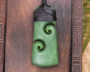 Toki or Adze with Koru carved from Hapopo Pounamu - NZ Greenstone