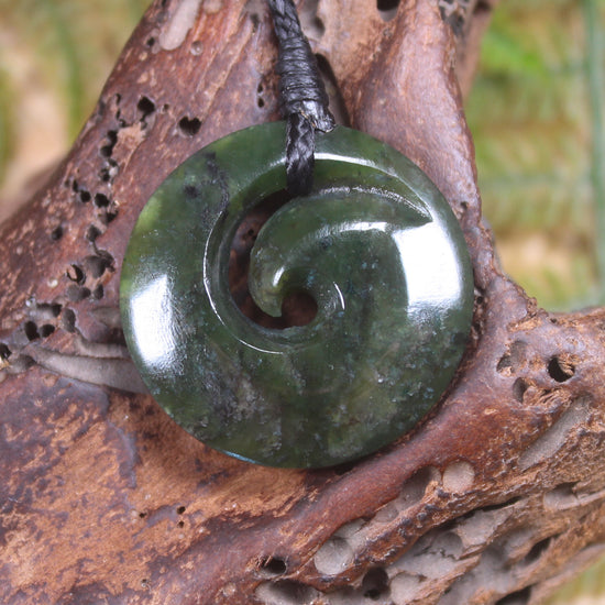 Koru carved from Rimu Pounamu - NZ Greenstone