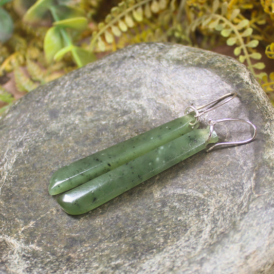 NZ Greenstone Roimata Earrings Hapopo Pounamu