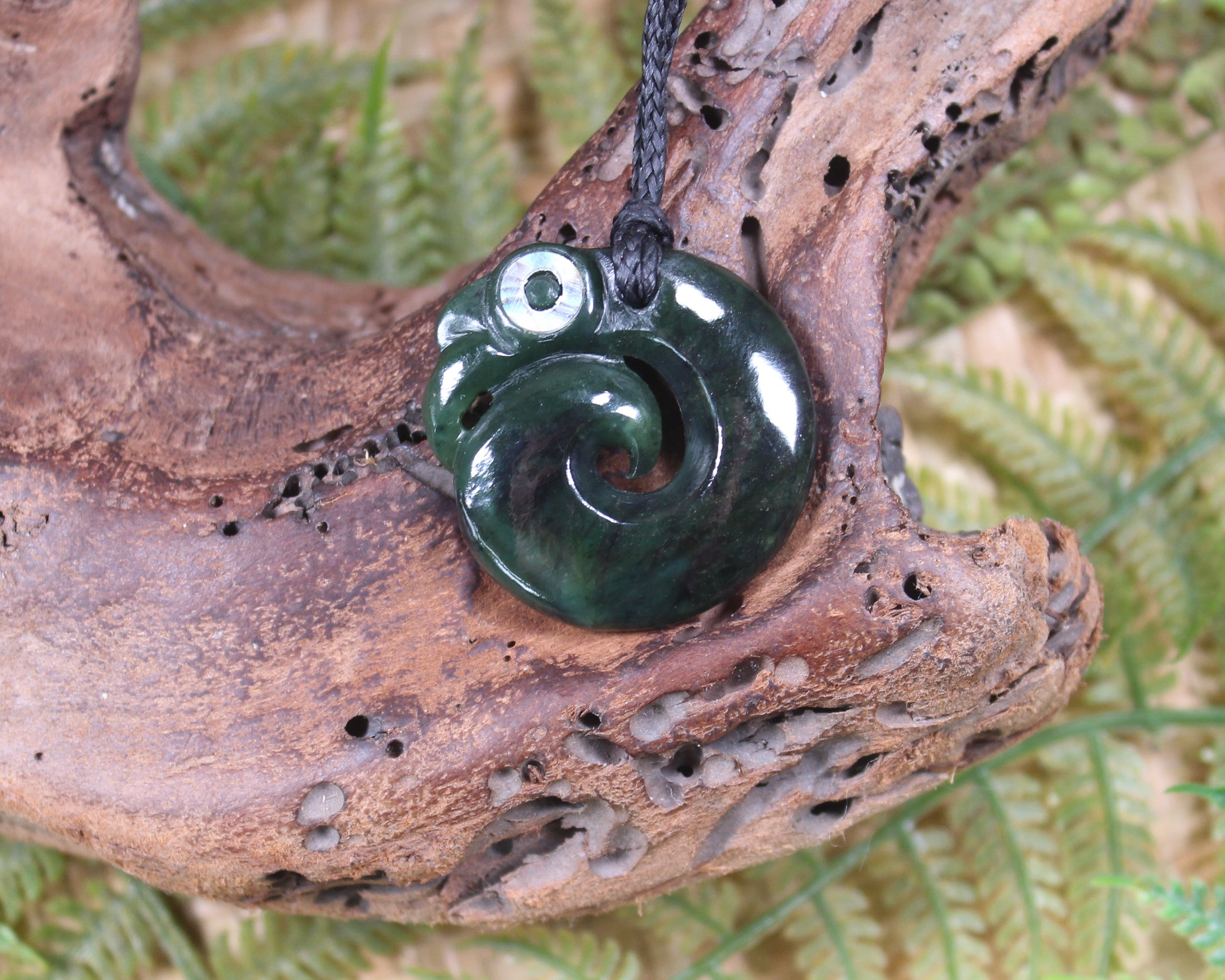 Koropepe carved from Rimu Pounamu - NZ Greenstone