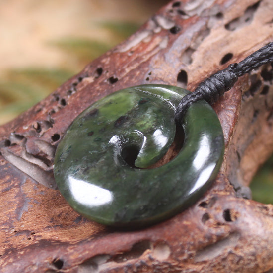 Koru carved from Rimu Pounamu - NZ Greenstone