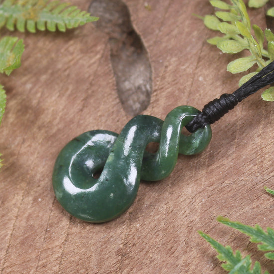 Twist carved from Kawakawa Pounamu - NZ Greenstone