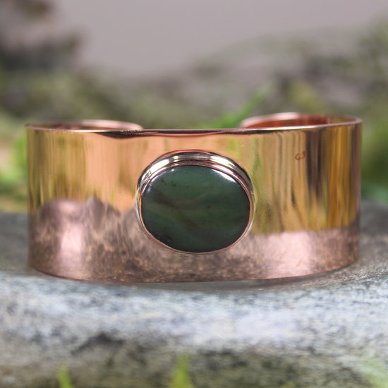 Copper and Pounamu cuff bangle