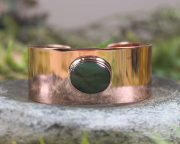 Copper and Pounamu cuff bangle