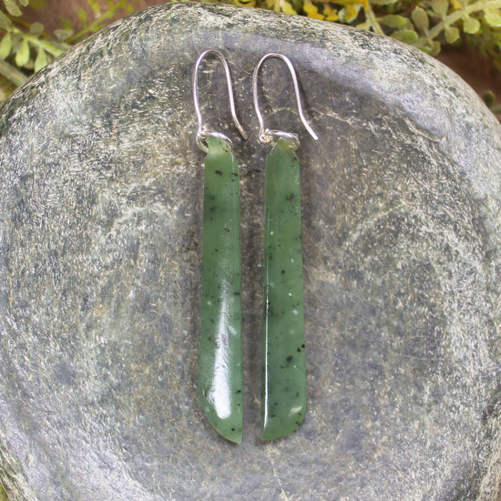 NZ Greenstone Roimata Earrings Hapopo Pounamu
