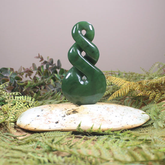Twist Sculpture carved from Hapopo Pounamu - NZ Greenstone