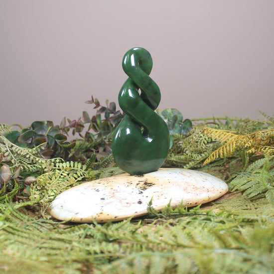 Twist Sculpture carved from Hapopo Pounamu - NZ Greenstone