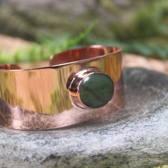 Copper and Pounamu cuff bangle
