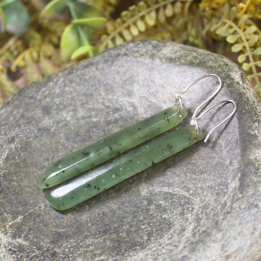 NZ Greenstone Roimata Earrings Hapopo Pounamu