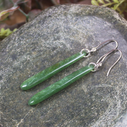 Roimata or Teardrop earrings carved from Kawakawa Pounamu - NZ Greenstone