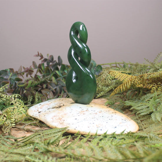 Twist Sculpture carved from Hapopo Pounamu - NZ Greenstone