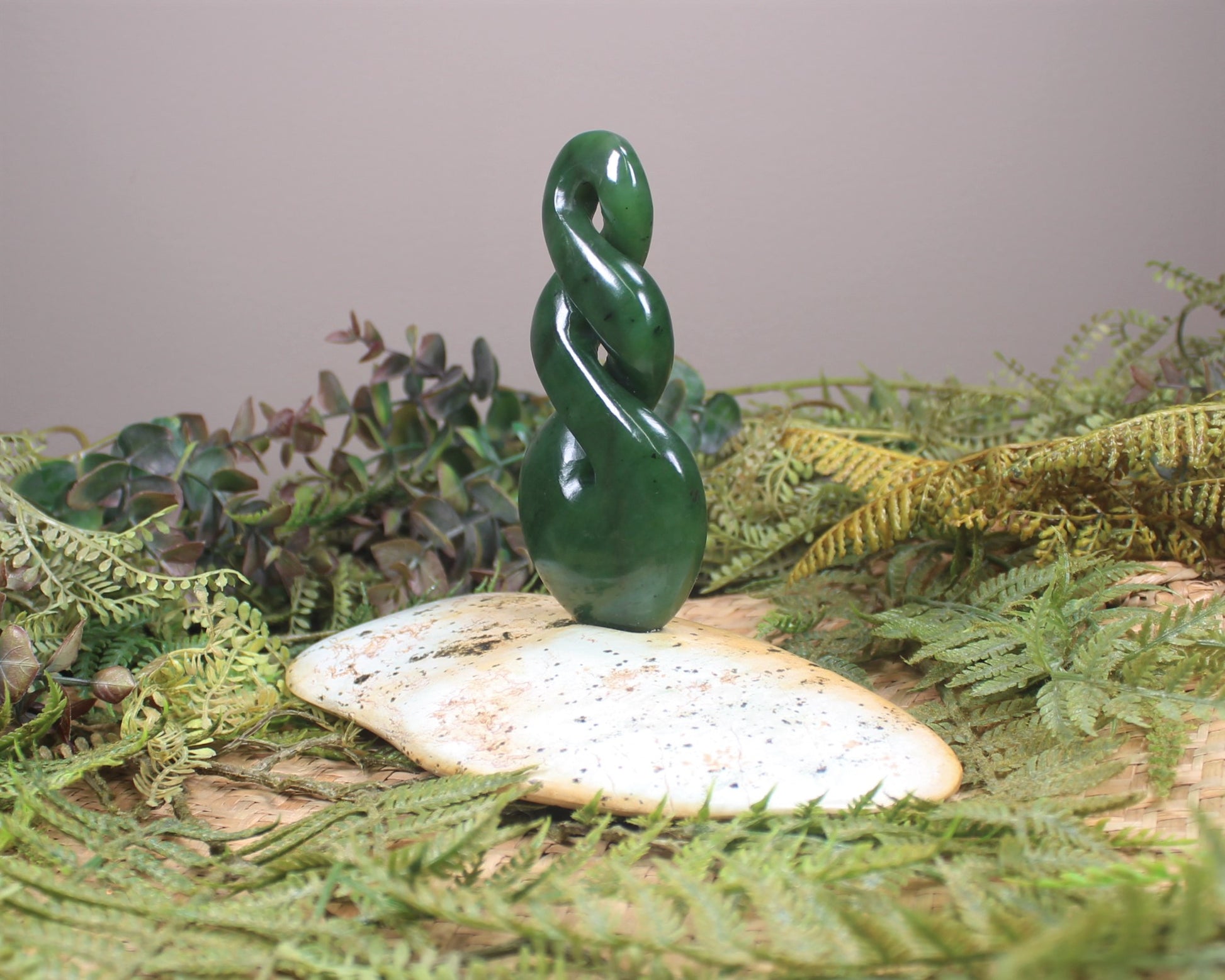 Twist Sculpture carved from Hapopo Pounamu - NZ Greenstone