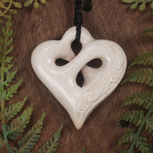 NZ Whale Bone Medium Heart Pendant (BP029) NZ SALE ONLY