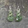 Hapopo Pounamu Twist earrings - NZ Greenstone