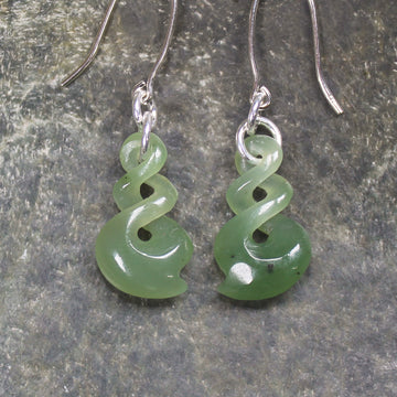 Hapopo Pounamu Twist earrings - NZ Greenstone