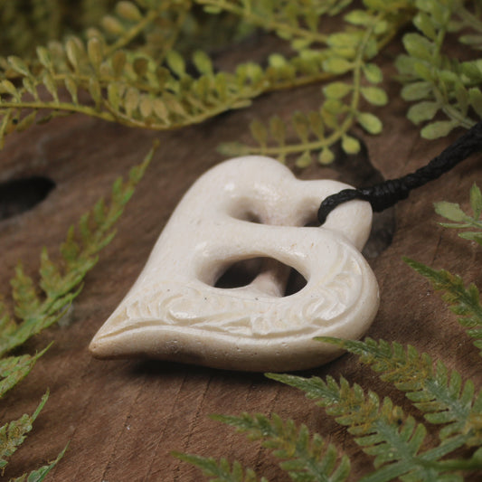 NZ Whale Bone Medium Heart Pendant (BP029) NZ SALE ONLY