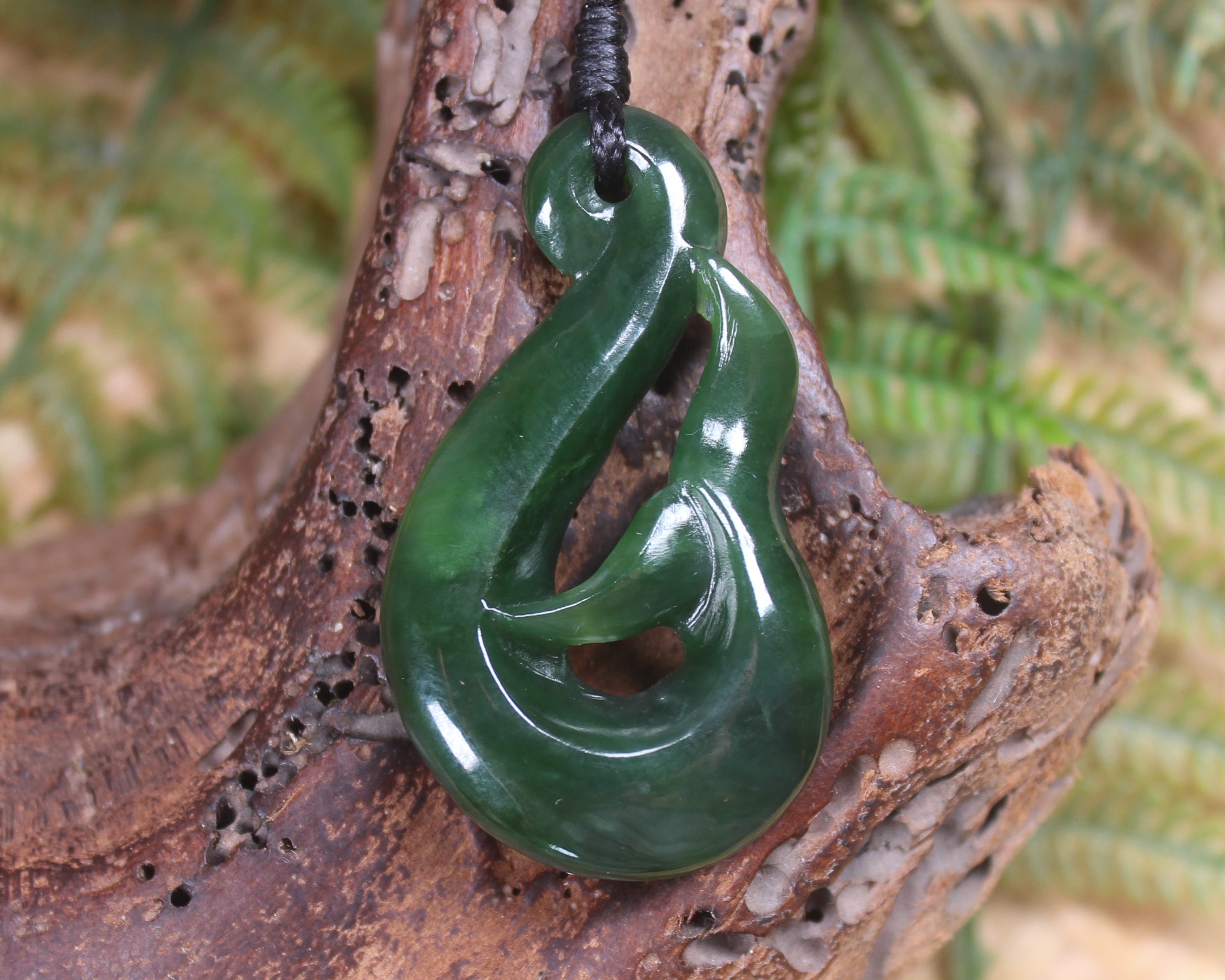 Whale Tail carved from Kawakawa Pounamu - NZ Greenstone