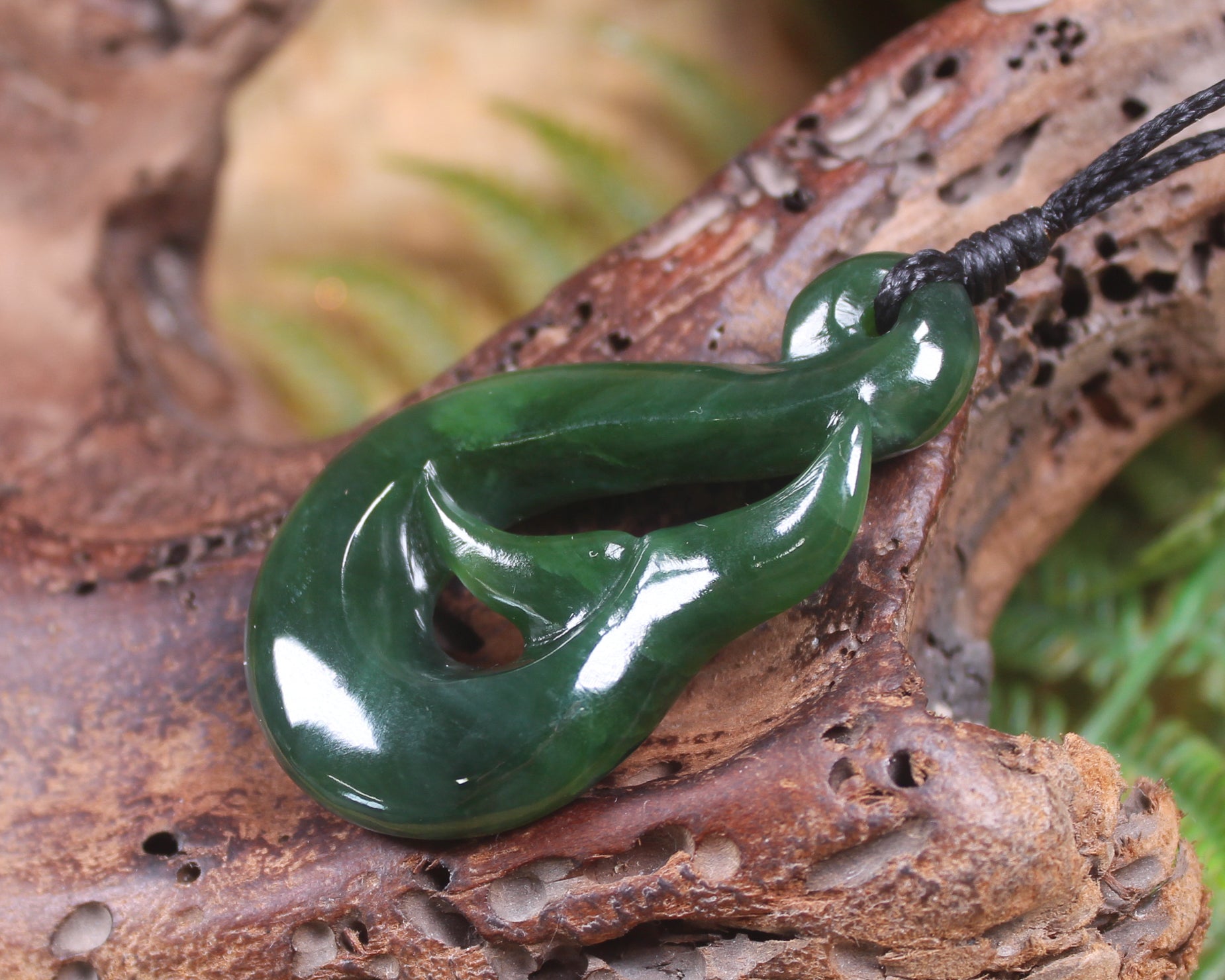 Whale Tail carved from Kawakawa Pounamu - NZ Greenstone