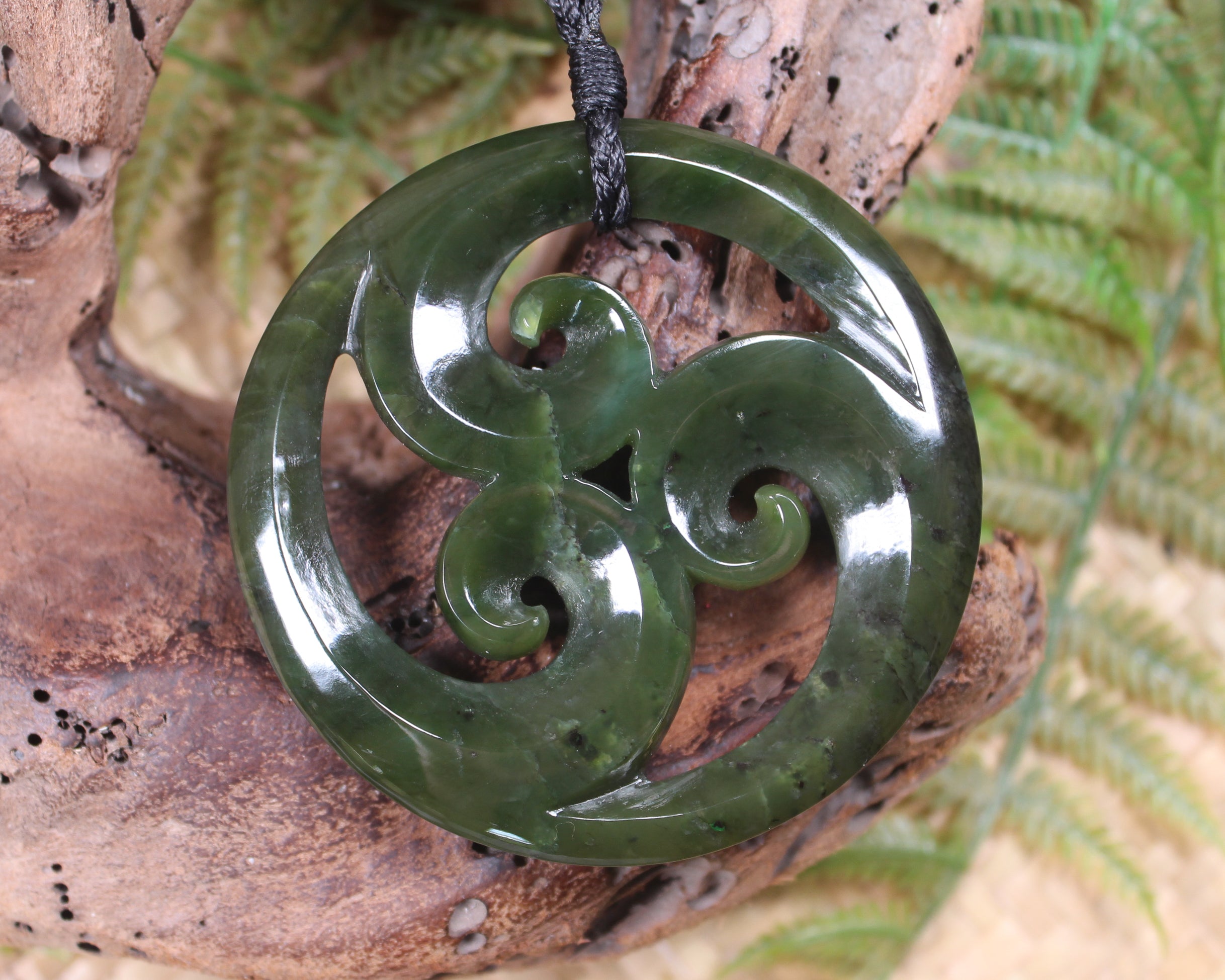 Koru carved from Rimu Pounamu - NZ Greenstone