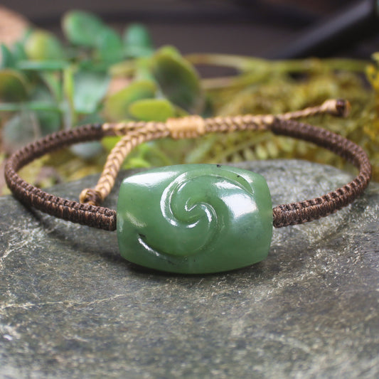 Adjustable cord bracelet with Hapopo Pounamu