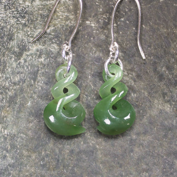 Hapopo Pounamu Twist earrings - NZ Greenstone