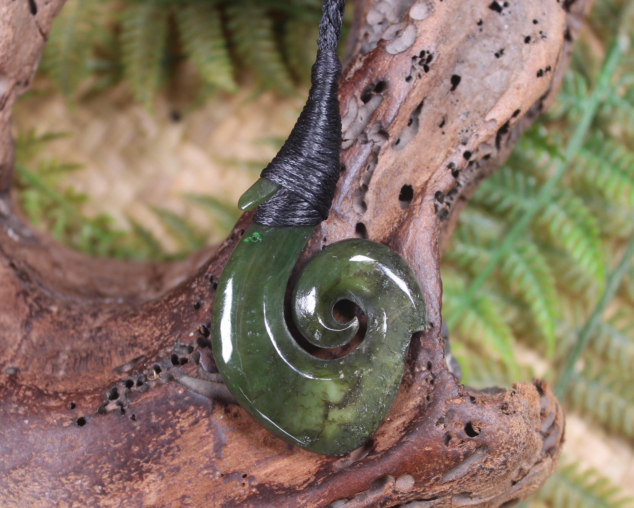 Hei Matau carved from Rimu Pounamu - NZ Greenstone