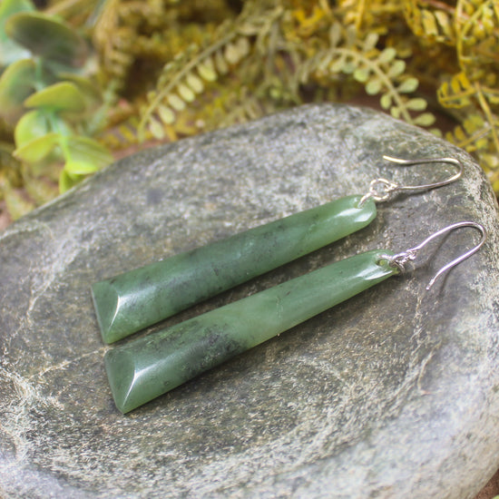 Hapopo Pounamu Toki earrings - NZ Greenstone