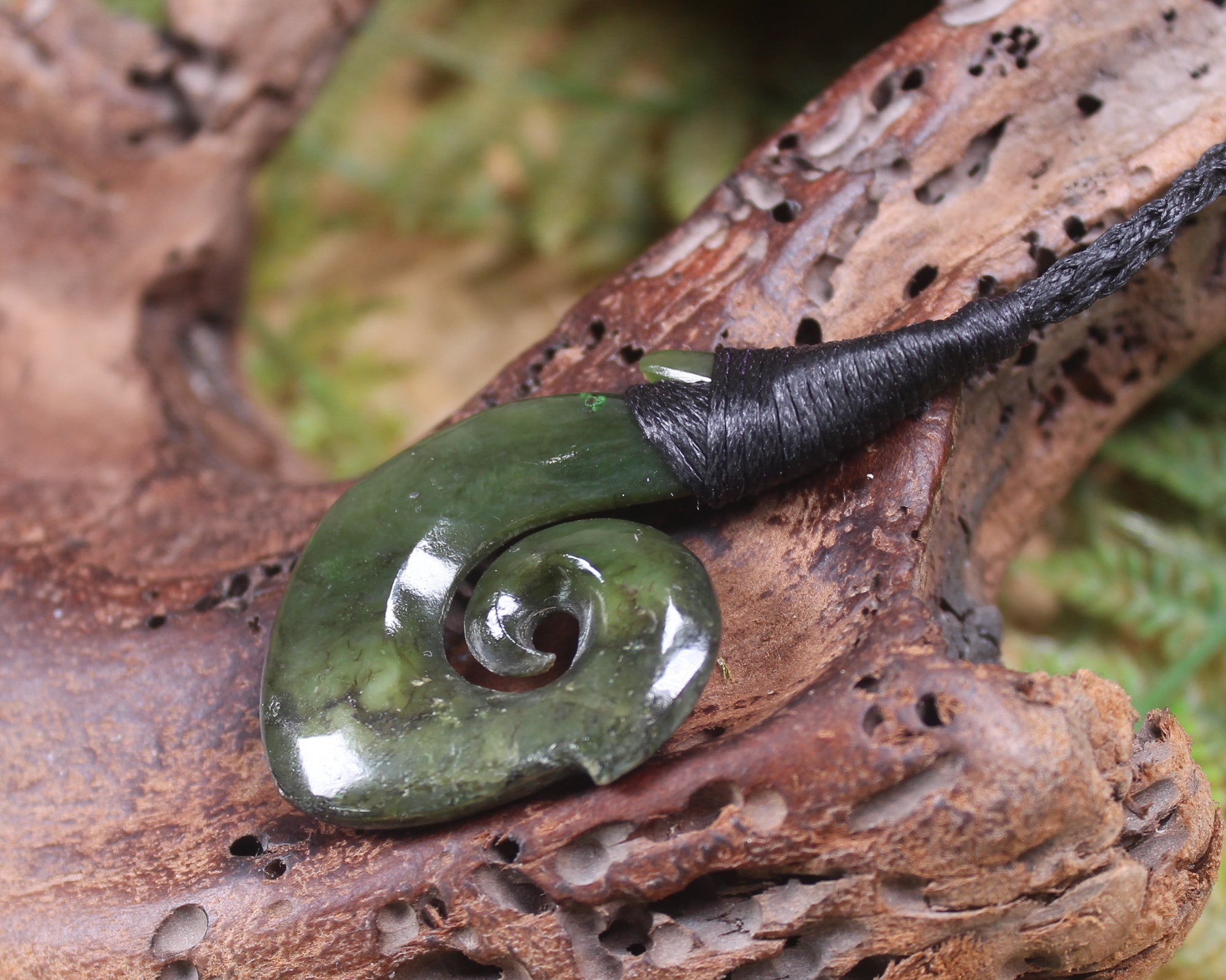 Hei Matau carved from Rimu Pounamu - NZ Greenstone